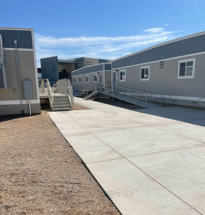 Portable classroom entrance ramps