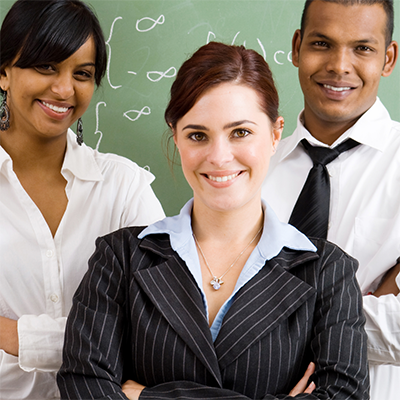 Three confident business people