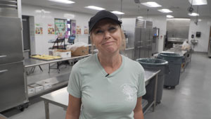 Lisa Roger in school kitchen