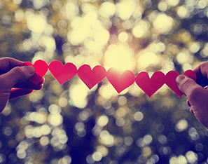 paper hearts chain in sunlight