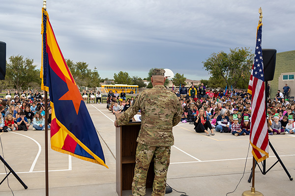 Military speaker at Veterans Day assembly