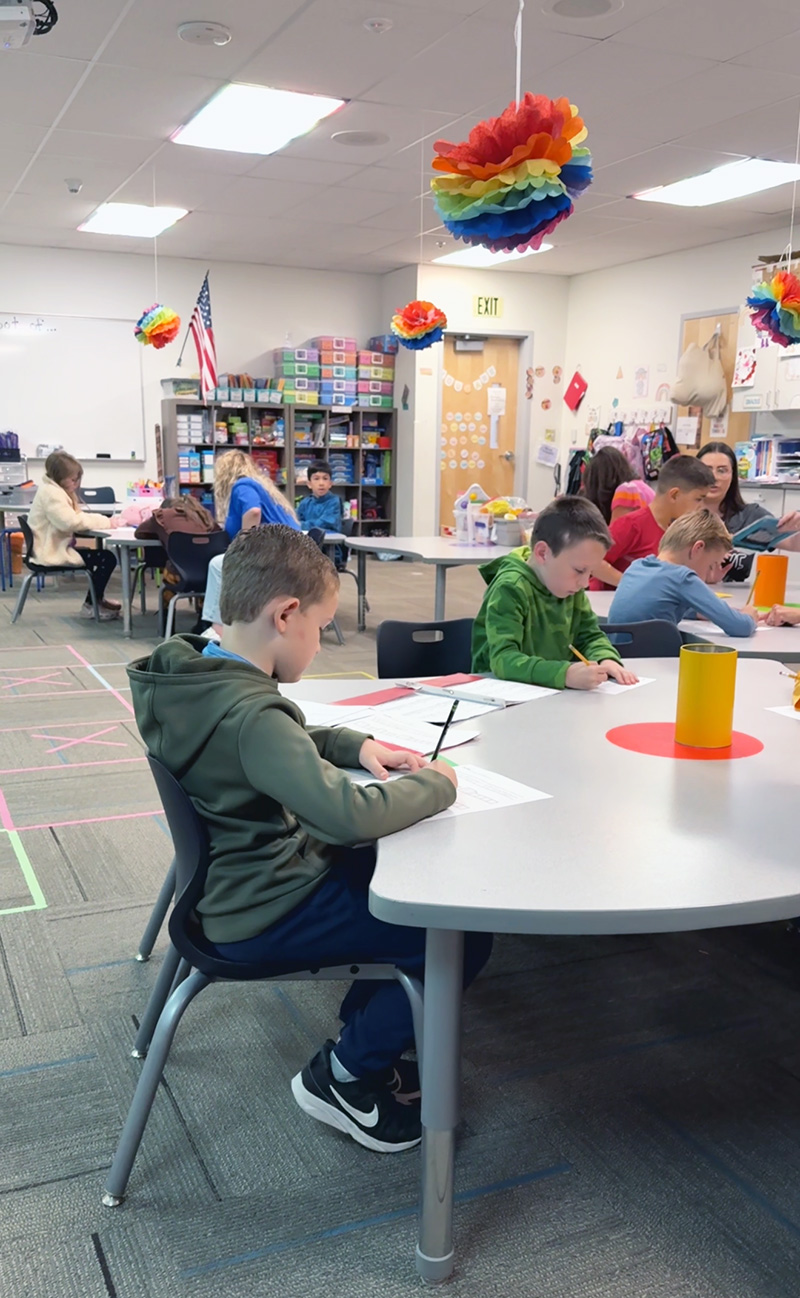 Student engaged in learning in the classroom