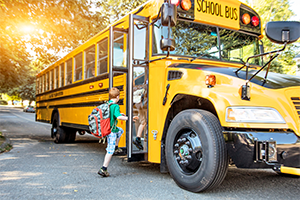 Children boarding school bus