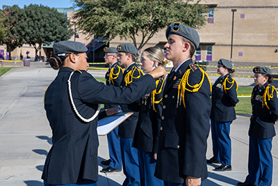 JROTC cadets during inspection