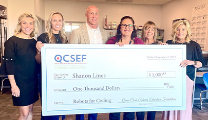 Shannon Lines receiving her grant
