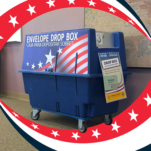 Large voting box on wheels
