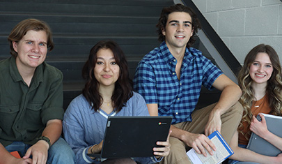 Students sitting on stairs