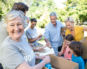 Volunteers working outside